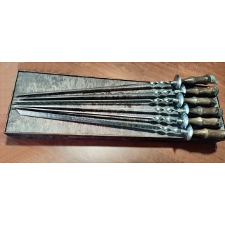 Набір шампурів з нержавіючої сталі з дерев'яною черножовтою ручкою