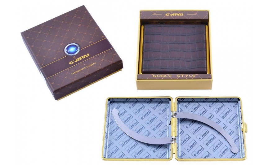 Портсигар в подарочной упаковке GVIPAI (Кожа, на 20 шт) №XT-4979-3
