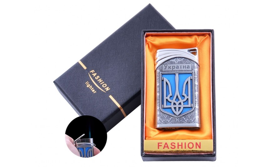 Зажигалка в подарочной коробке "Украина" (Острое пламя) №UA-20 Silver