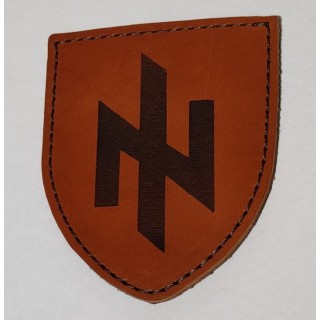 Военный кожаный шеврон "Ідея Нації " "АЗОВ" коричневый
