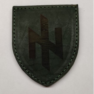 Военный кожаный шеврон "Ідея Нації " "АЗОВ" зелёный