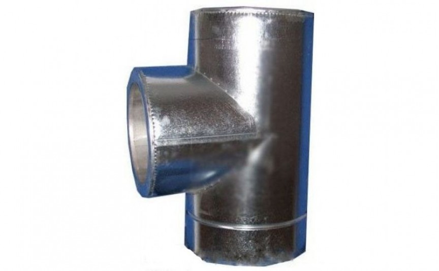 Трійник з нержавіючої сталі в оцинкованому кожусі з термоізоляцією (87 °) d 110/180