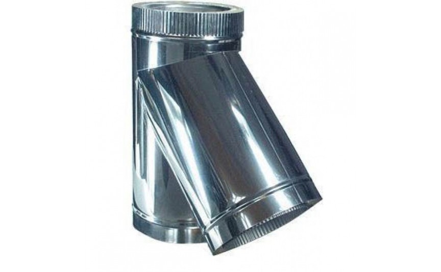 Тройник дымохода двустенный нерж/оцинк 45° d 130/200 (0.8 мм)