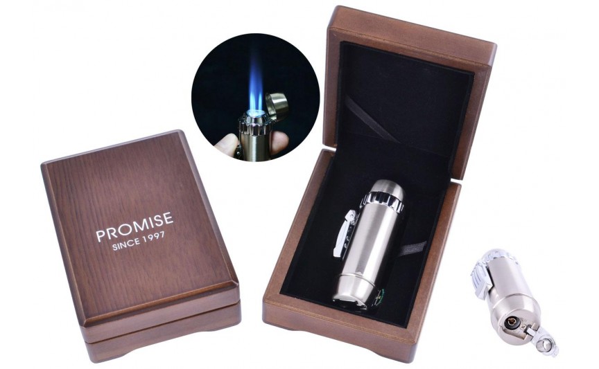 Зажигалка подарочная в деревянной коробке Promise (Острое пламя) BN1001-2