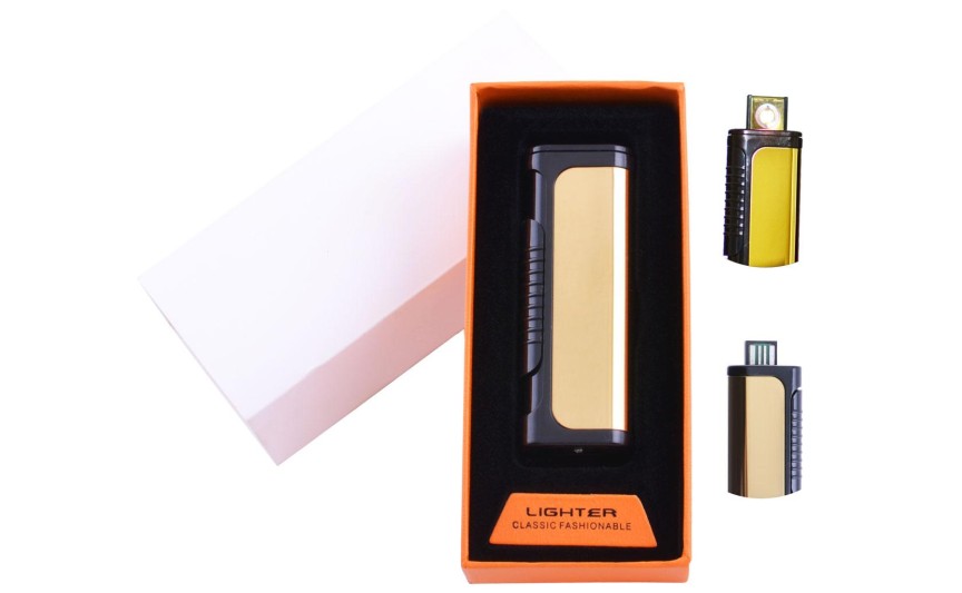 USB  зажигалка в подарочной упаковке Lighter (Спираль накаливания) №HL-35 Gold