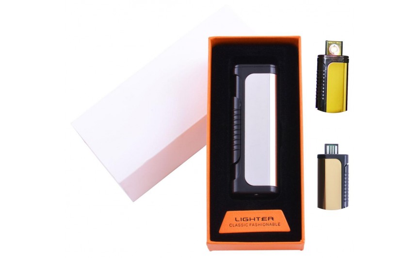 USB  зажигалка в подарочной упаковке Lighter (Спираль накаливания) №HL-35 Silver