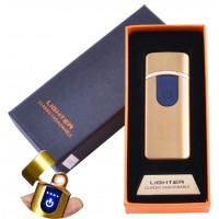 USB  зажигалка в подарочной упаковке Lighter (Спираль накаливания) №HL-43 Gold