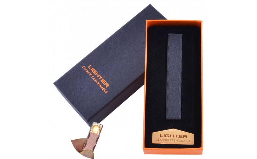 USB  зажигалка в подарочной упаковке Lighter (Спираль накаливания) №HL-47 Black