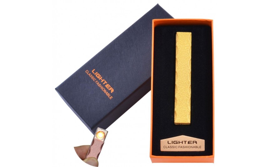 USB  зажигалка в подарочной упаковке Lighter (Спираль накаливания) №HL-47 Gold