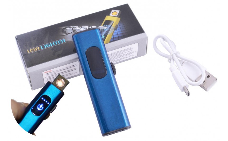 USB  зажигалка в подарочной упаковке Lighter (Спираль накаливания) №HL-59 Blue