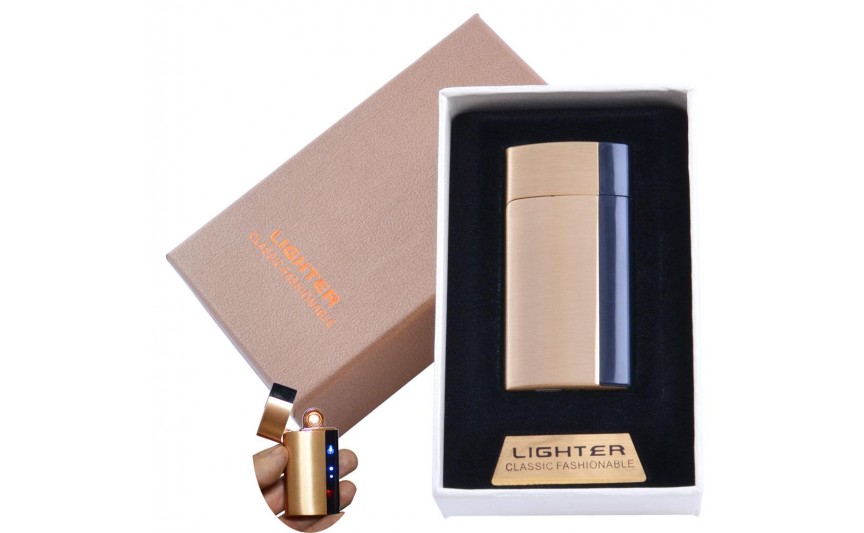 USB  зажигалка в подарочной упаковке Lighter (Спираль накаливания) №XT-4981 Gold
