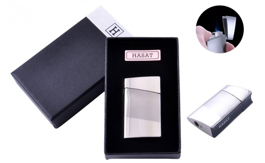 Запальничка в подарунковій коробці Hasat (Турбо полум'я) №4317 Silver