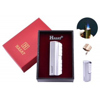 Зажигалка в подарочной коробке Hasat (Острое пламя) №4320 Silver