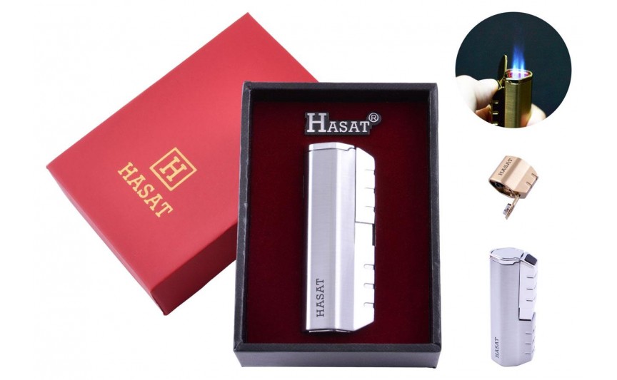 Запальничка в подарунковій коробці Hasat (Гостре полум'я) №4320 Silver