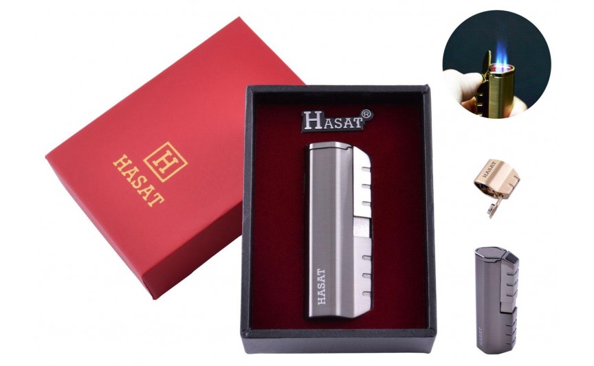 Зажигалка в подарочной коробке Hasat (Острое пламя) №4320 Black